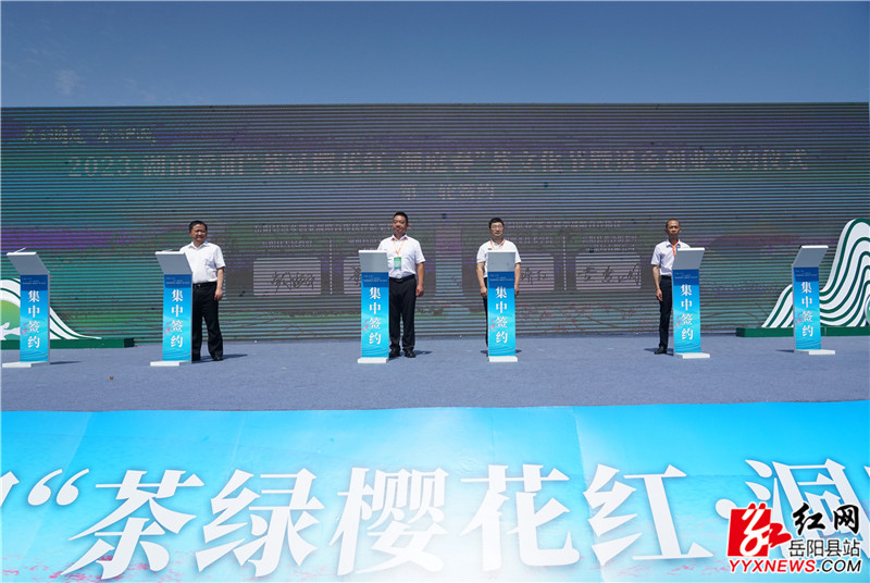 副县长胡海平与湖南科田生态农业有限公司董事长董光辉签约;岳阳职业技术学院党委委员、副院长彭济红与岳阳县黄沙街茶叶示范场有限公司董事长黄慧明签约。_副本.jpg 副县长胡海平与湖南科田生态农业有限公司董事长董光辉签约;岳阳职业技术学院党委委员、副院长彭济红与岳阳县黄沙街茶叶示范场有限公司董事长黄慧明签约。_副本.jpg